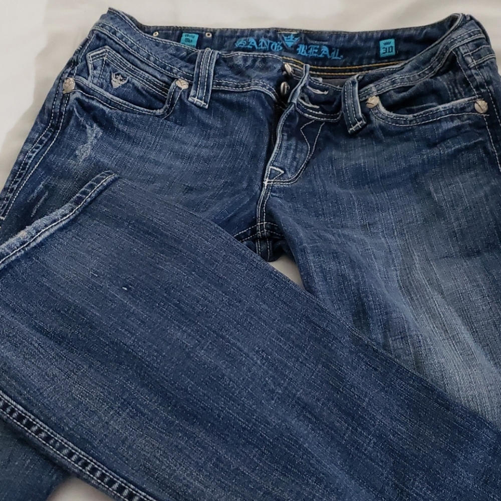 SANG REAL  distressed boot cut Jean's